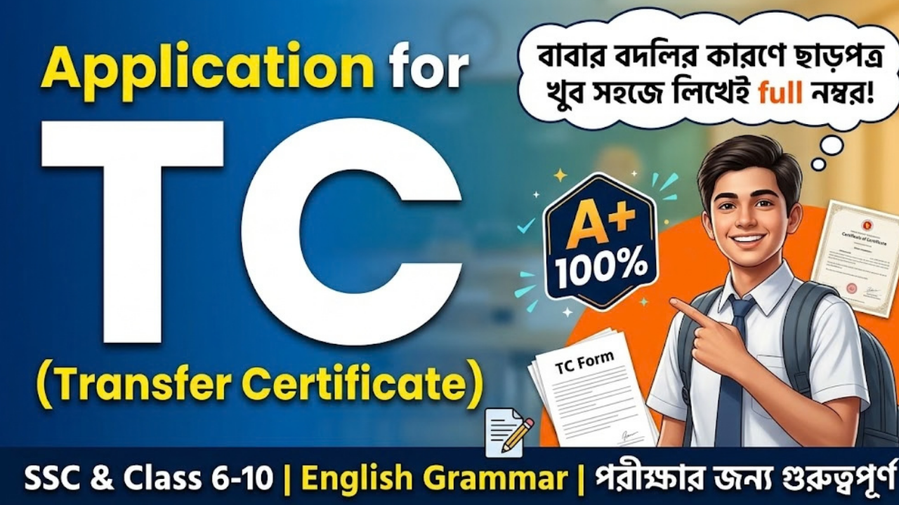 Transfer Certificate to the Headmaster।।ট্রান্সফার সার্টিফিকেট আবেদনপত্র।।